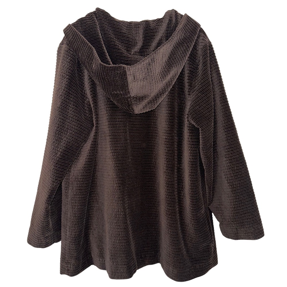 Eileen Fisher Woman Brown Corduroy Hooded Jacket Women's Size 1X - Picture 4 of 9